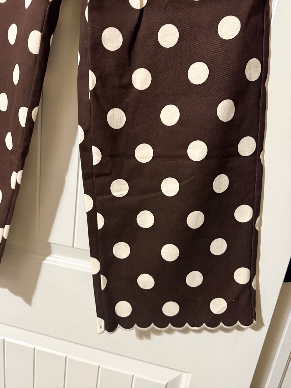 ENTRO Polka Dot Brown & Cream Scalloped Hem Pants - Picture 5 of 5